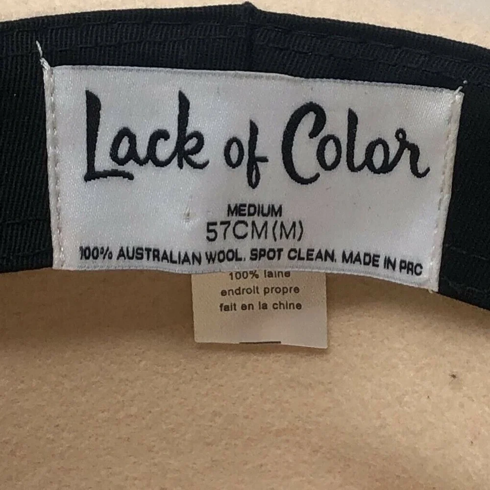 Lack‎ Of Color Unisex Panama Hat Beige Fitted Band Bow 100% Australian Wool M